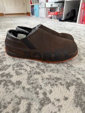 Sorel Brown Slip-On Snow Clog with Orange Sole